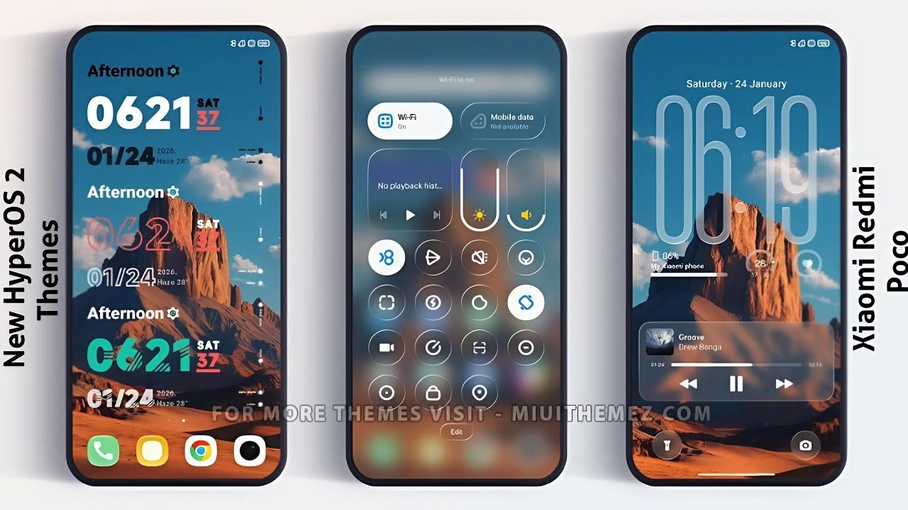 3 New HyperOS 2 control centre Themes for Xiaomi,Redmi,Poco | 3 Best HyperOS 2 Themes
