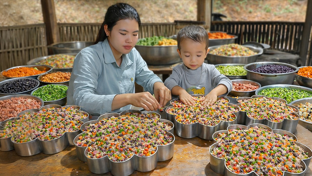 Mixed Sticky Rice Cake- Creative Take on Traditional Food | Cooking with Single Mother | Daily Life