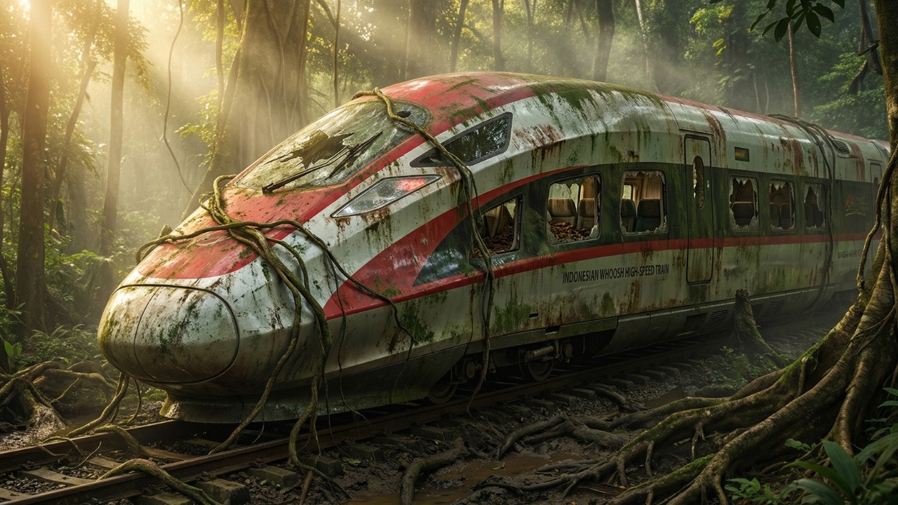 ASMR Indonesian Whoosh High-Speed Train Abandoned in the Amazon – Satisfying Overgrowth Removal