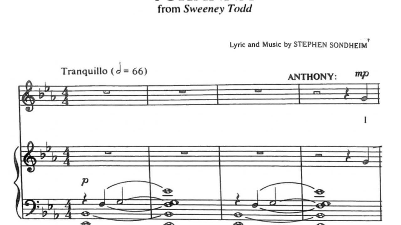 Johanna (E-flat Major, from Sweeney Todd), Stephen Sondheim, Piano Accompaniment.