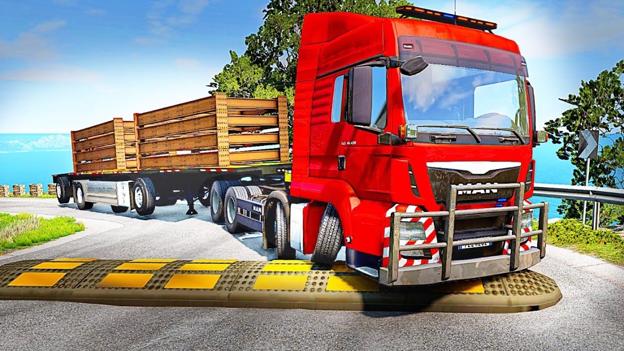 Trucks Cars vs Speed Bumps | BeamNG.Drive