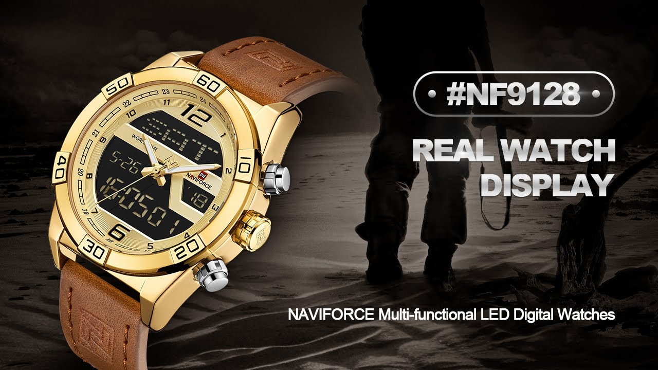 NAVIFORCE Unboxing watch NF9128 review multifunction analog quartz watch hot sale LED digital watch