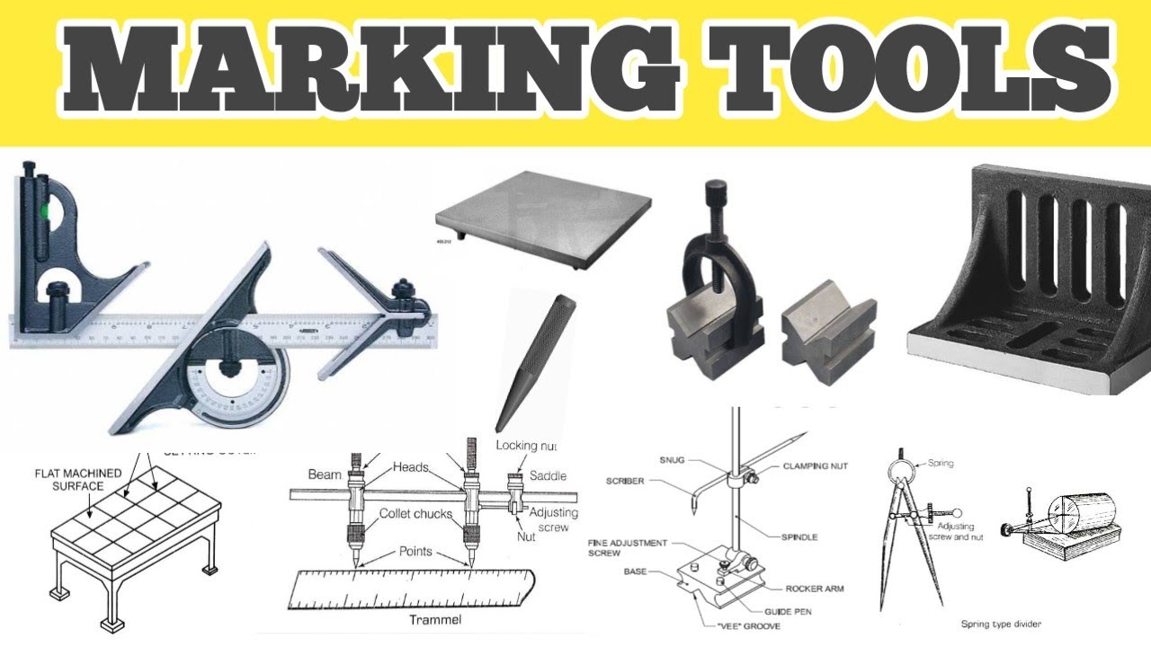 Markiring tools, combination set, stelrule, scriber, angle plate, suraface gauge