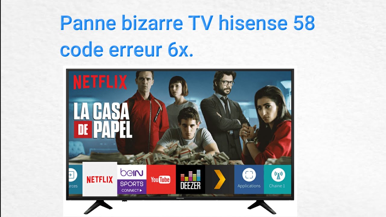 TV Hisense 58 pouce panne code erreur x6 clignote 6 fois et coupe