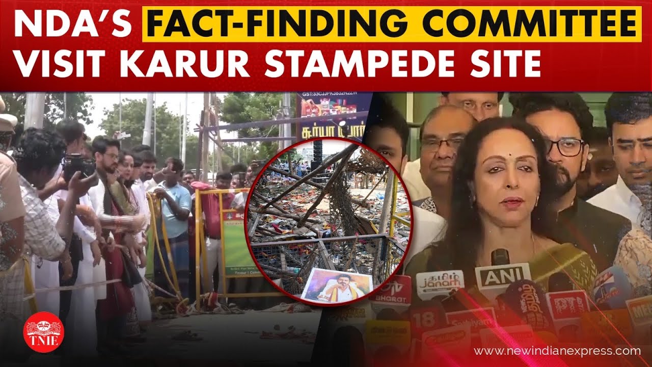 NDA’s fact finding committee led by BJP MP Hema Malini visits Karur stampede site