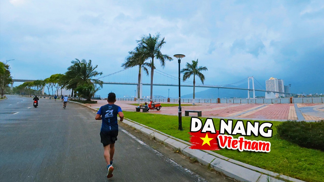4K Scenic Driving in Da Nang Vietnam - The Most Beautiful Riverside Road to Thuan Phuoc Bridge