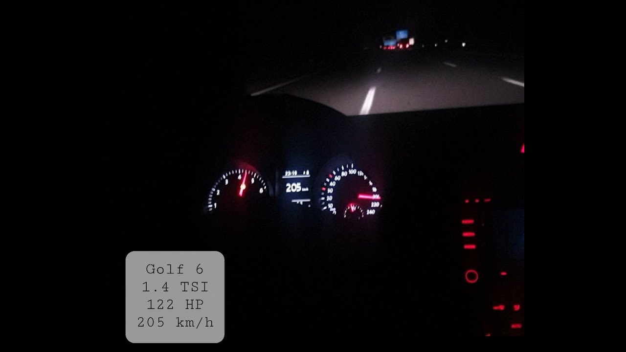 VW Golf 6 2011 [1.4 TSI, 122 HP] Night Test Drive 205 km/h Autobahn