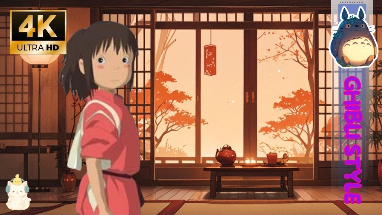 Warm Tea & Lantern Light – Japanese Cozy Room Ambience Ghibli Style