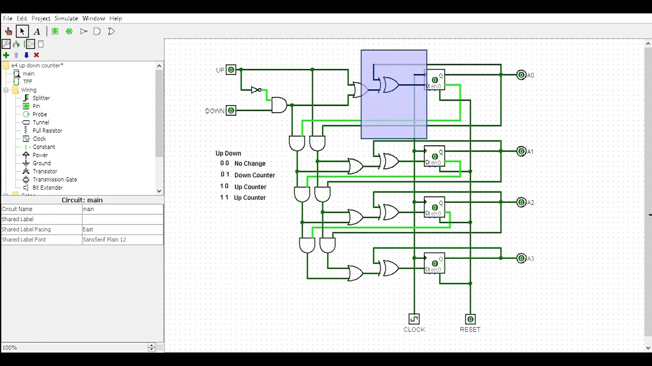 Design of a 4-bit Binary Up-Down counter