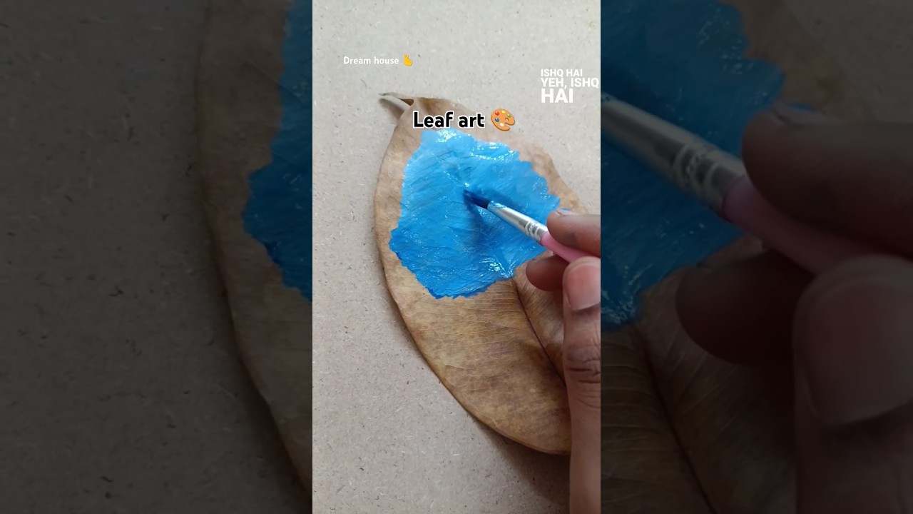 Painting on dry leaf .Leaf art.