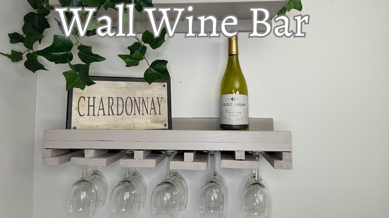 Wall Wine Bar | Apartment Renter Friendly | Home Decor | Wine Shelf | Space Saving