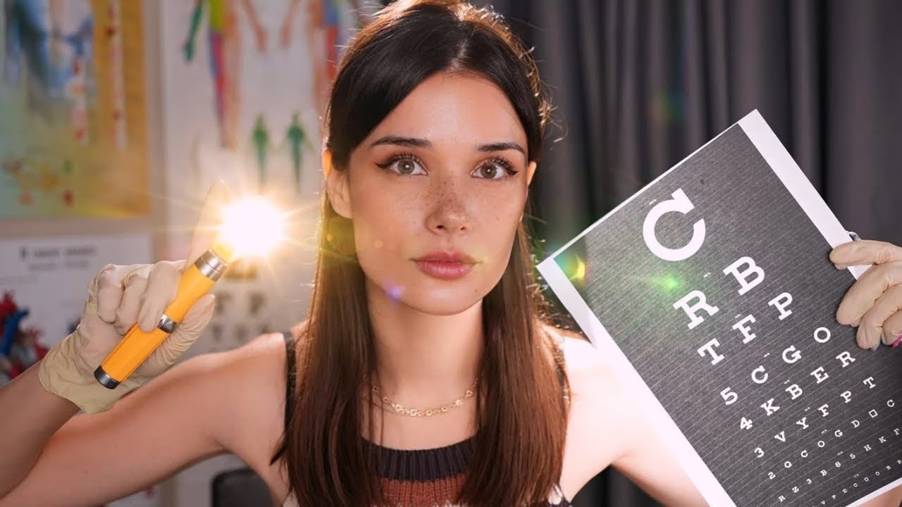 ASMR Detailed Orbital Eye Exam ( Video for Sleep , Light ,  Unintelligible Whisper, Cranial )