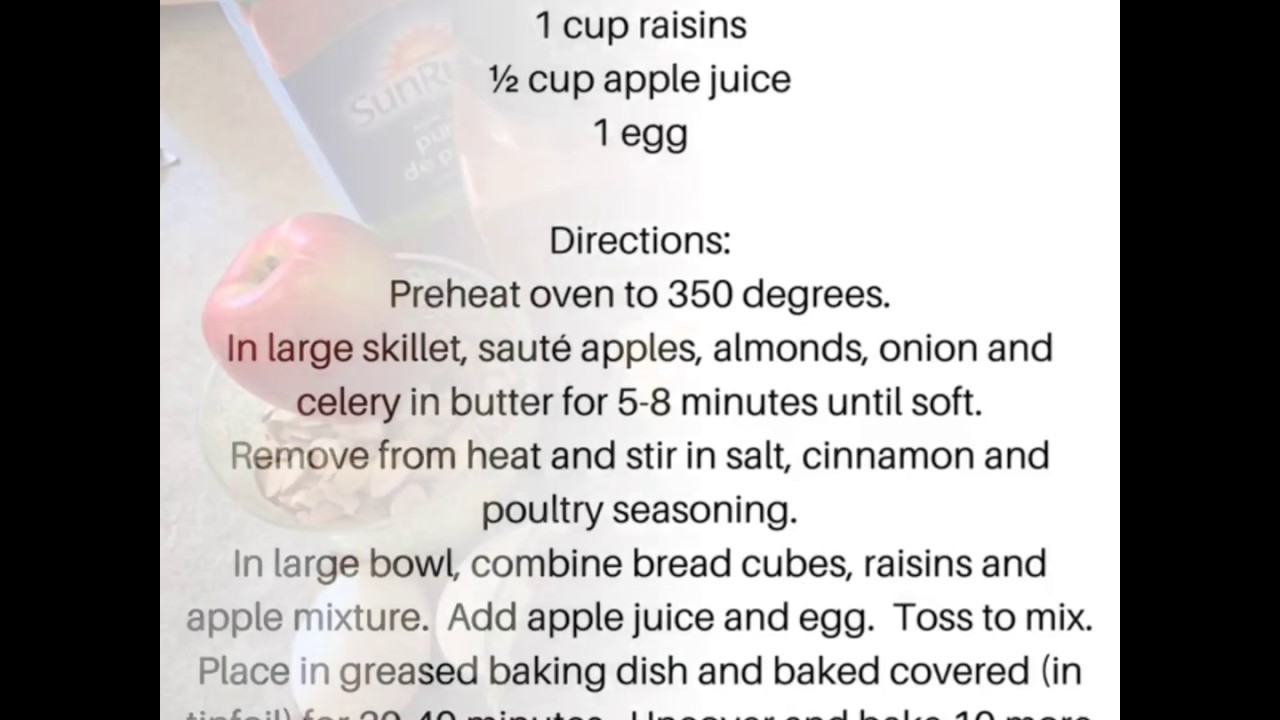 Hybrid Nutrition: RECIPE : Apple Stuffing