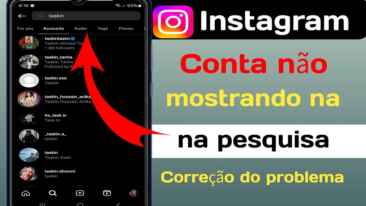Corrigir conta do Instagram que n&atilde;o aparece na pesquisa ||