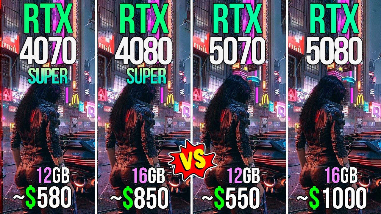 RTX 4070 SUPER vs RTX 4080 SUPER vs RTX 5070 vs RTX 5080 - Test in 20 Games