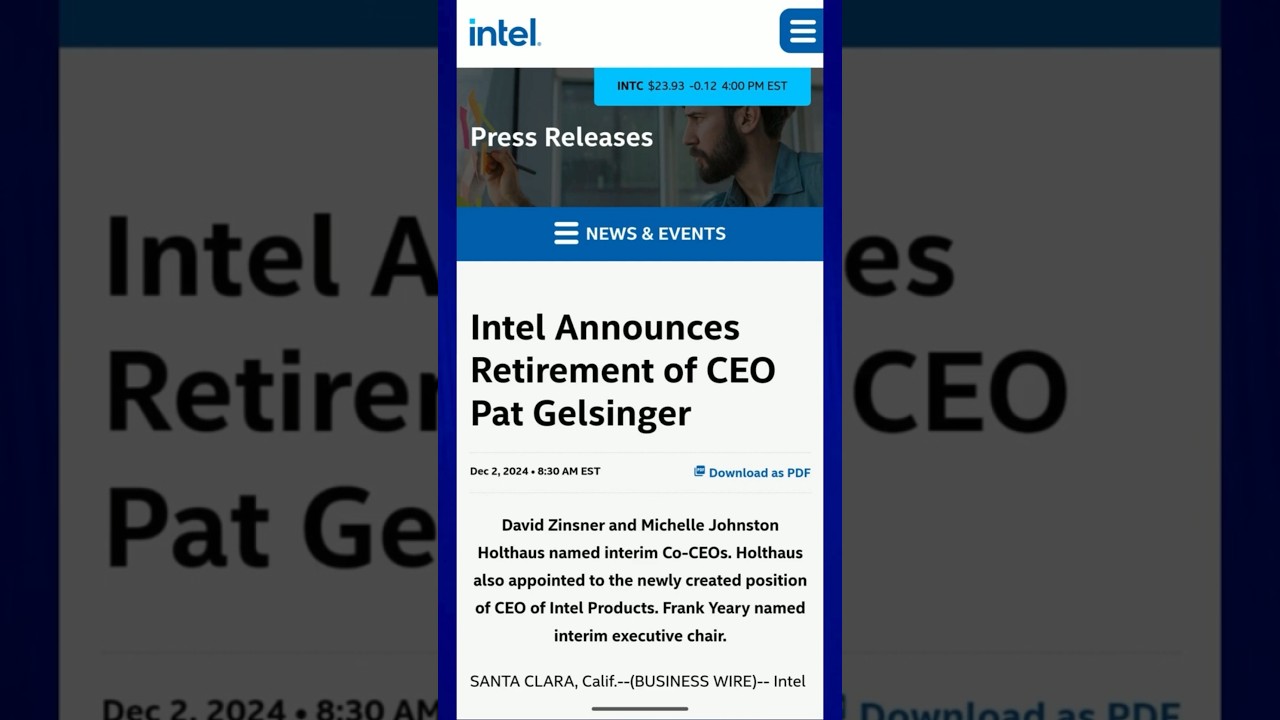 CEO Retires, What Does An Intel 