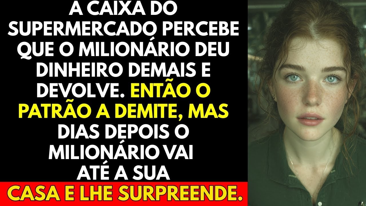 A caixa do supermercado percebe que o milionário deu dinheiro demais e devolve  Então o patrão a