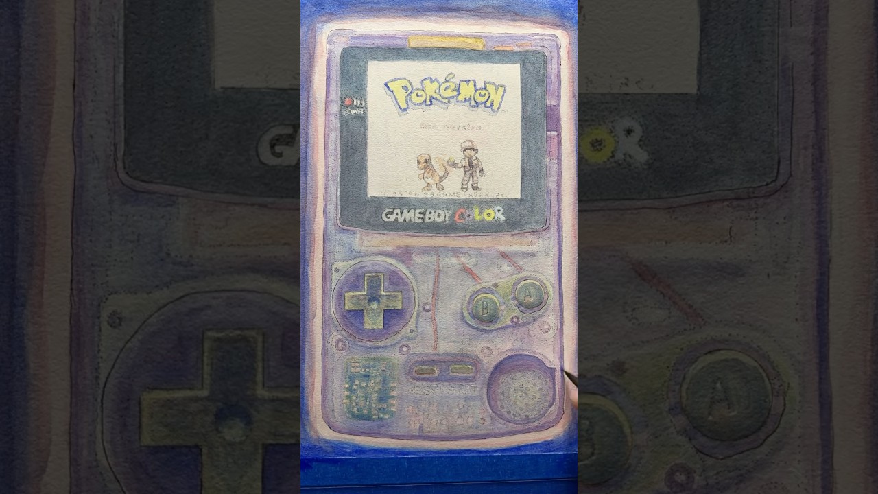 Gameboy Color Pokemon Watercolor Painting 