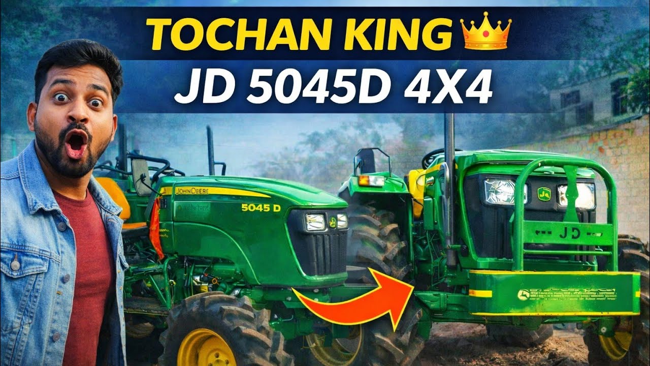 🚜John Deere 5045D 4x4 Full Review 😱|3 Cylinder Engine Power 💪|Tochan King 👑#JohnDeere5045D#viral