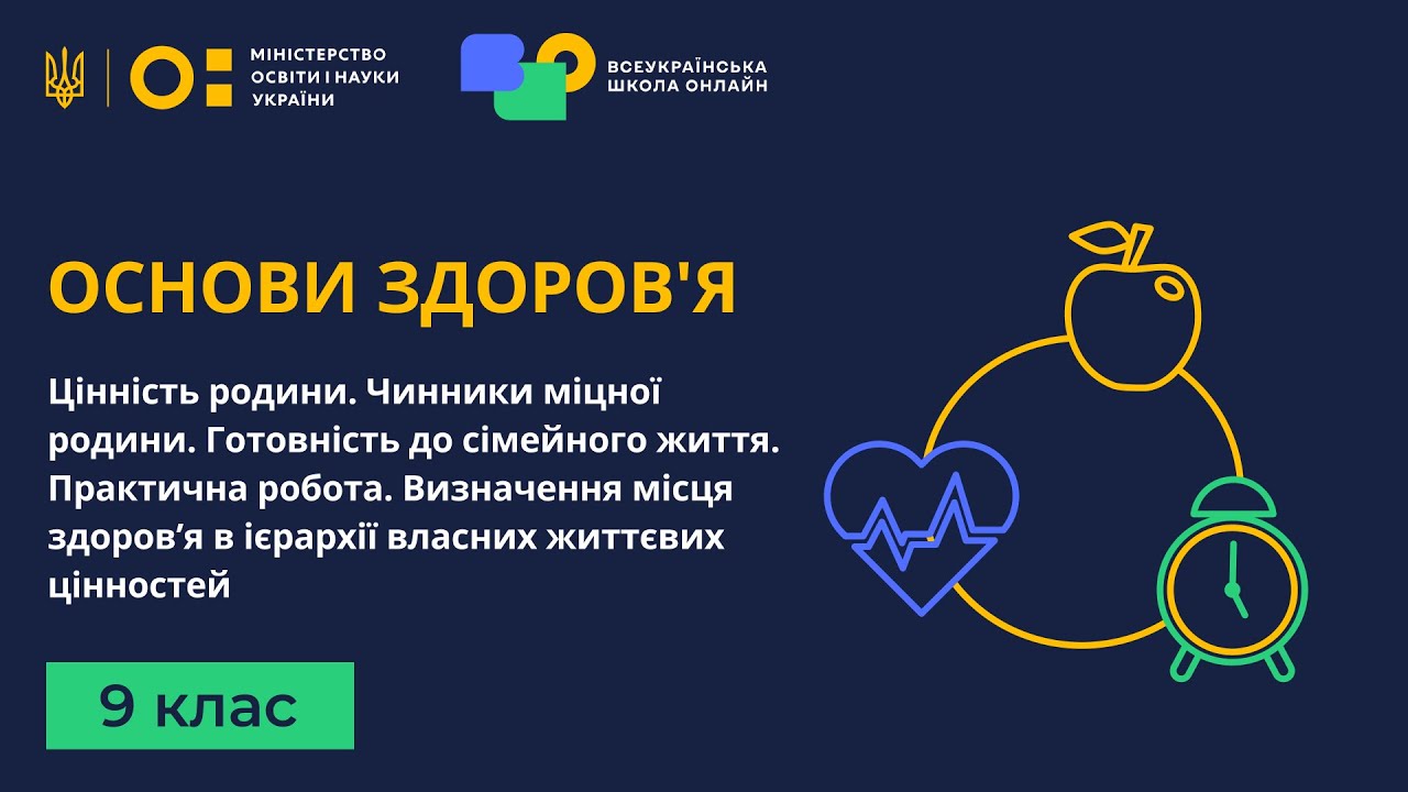 9 клас. Основи здоров'я. Цінність родини. Чинники міцної родини. Готовність до сімейного життя
