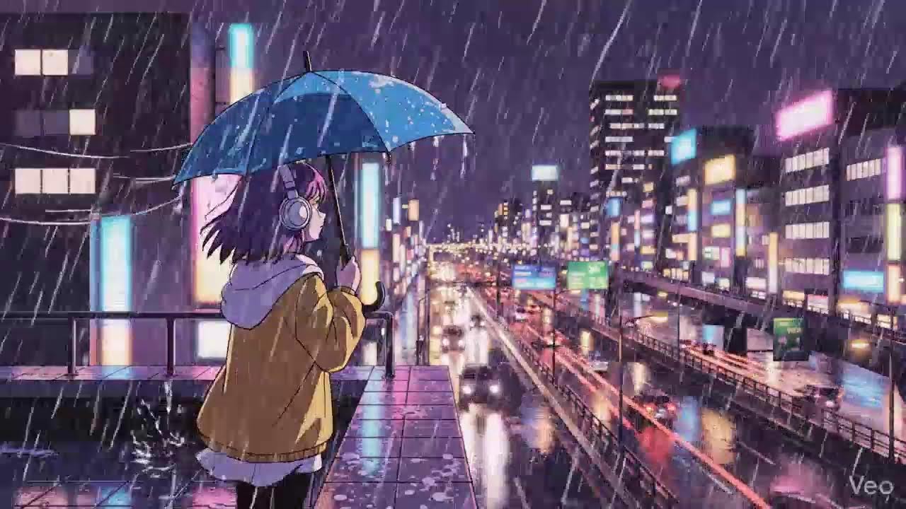 Calm Rainy Night 🌧️ Lofi Chillhop in Japanese Neon City
