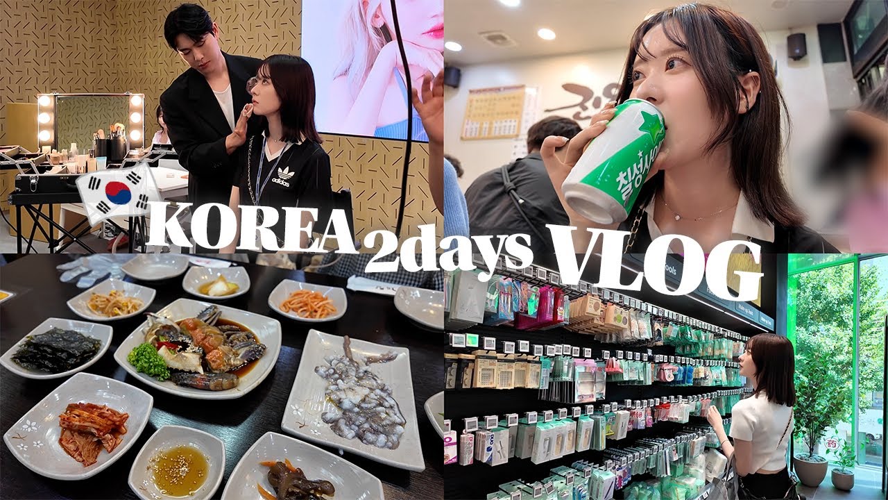 【vlog】充実の1泊2日韓国旅行🇰🇷プロのメイクさんによるメイクアップ👀/オリヤン爆買い🛍️