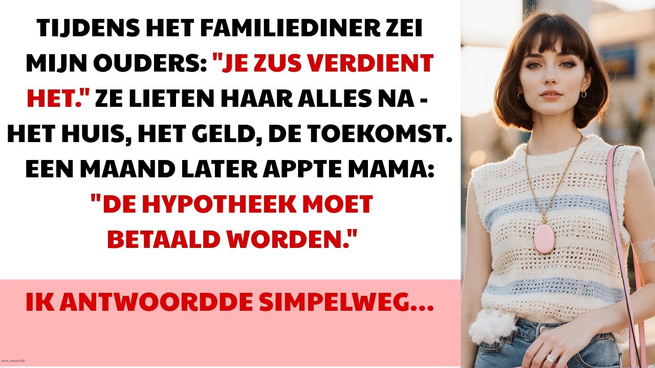 Tijdens het familiediner zeiden mijn ouders: ‘Je zus verdient het.’ Ze gaven haar alles, dus ik…