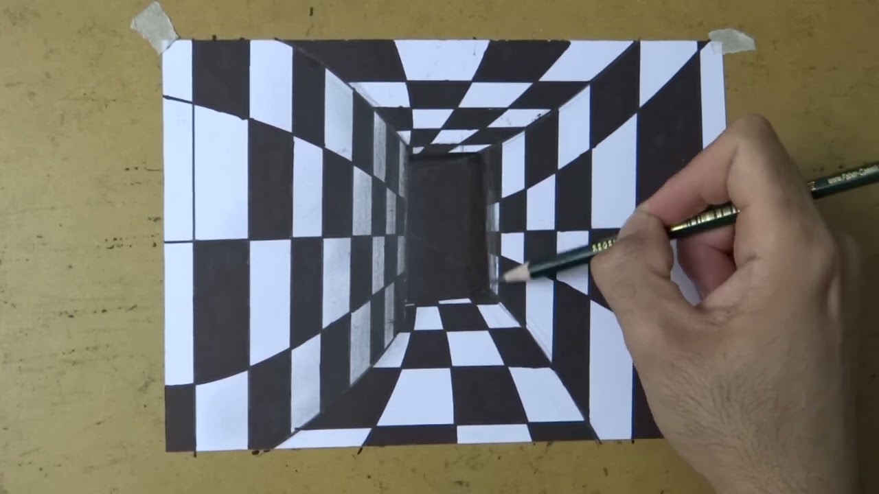 Como Desenhar um Tunel 3D com ilusão de Ótica