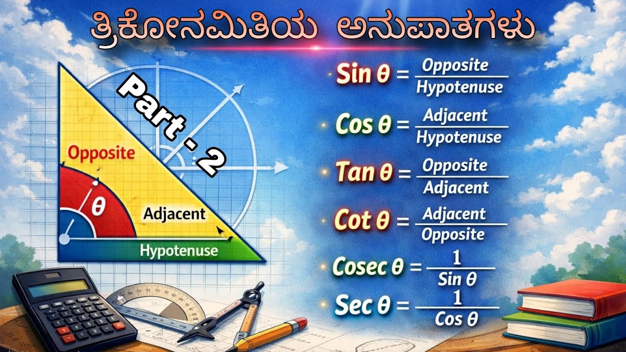 📐Trigonometric Ratios |📚 Easy tricks to remember ratios Sin θ Cos θ Tan θ | ತ್ರಿಕೋನಮಿತಿಯ ಅನುಪಾತಗಳು 
