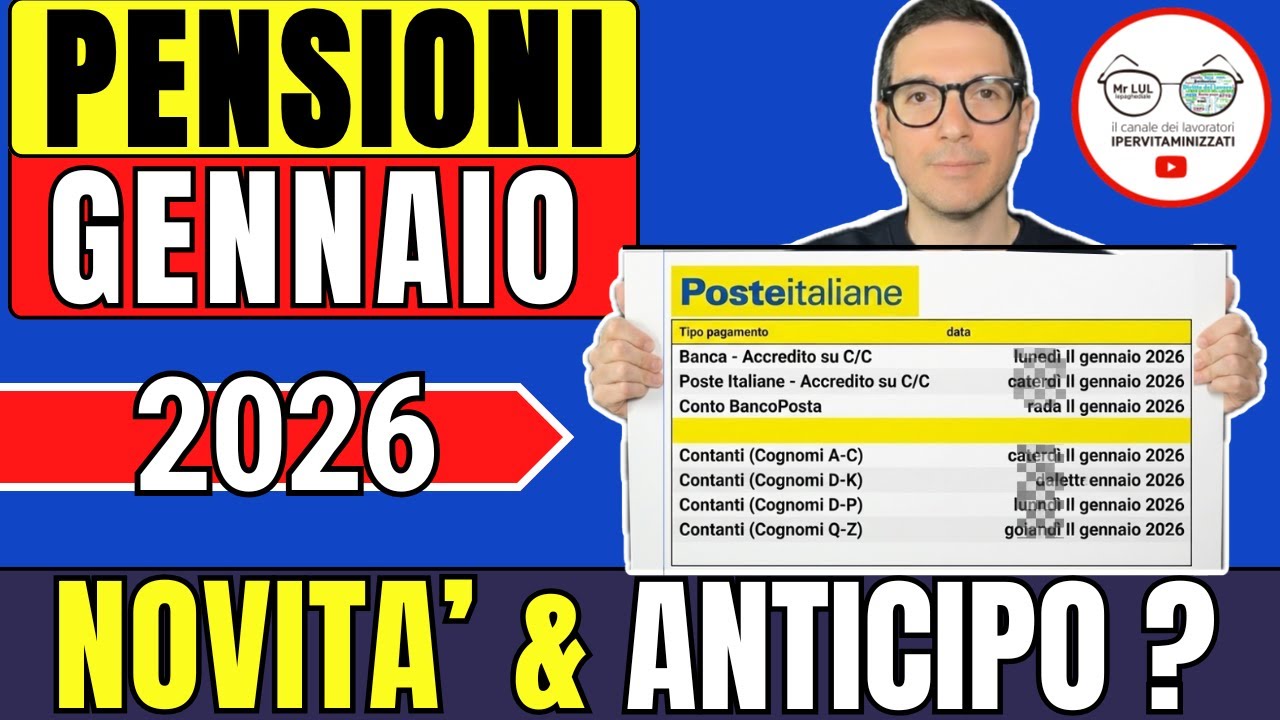 PENSIONI GENNAIO 2026 NOVIT&agrave; e PAGAMENTI INPS ➜ ASSEGNO 260&euro; INVALIDI AUMENTO NETTI IRPEF QUANDO