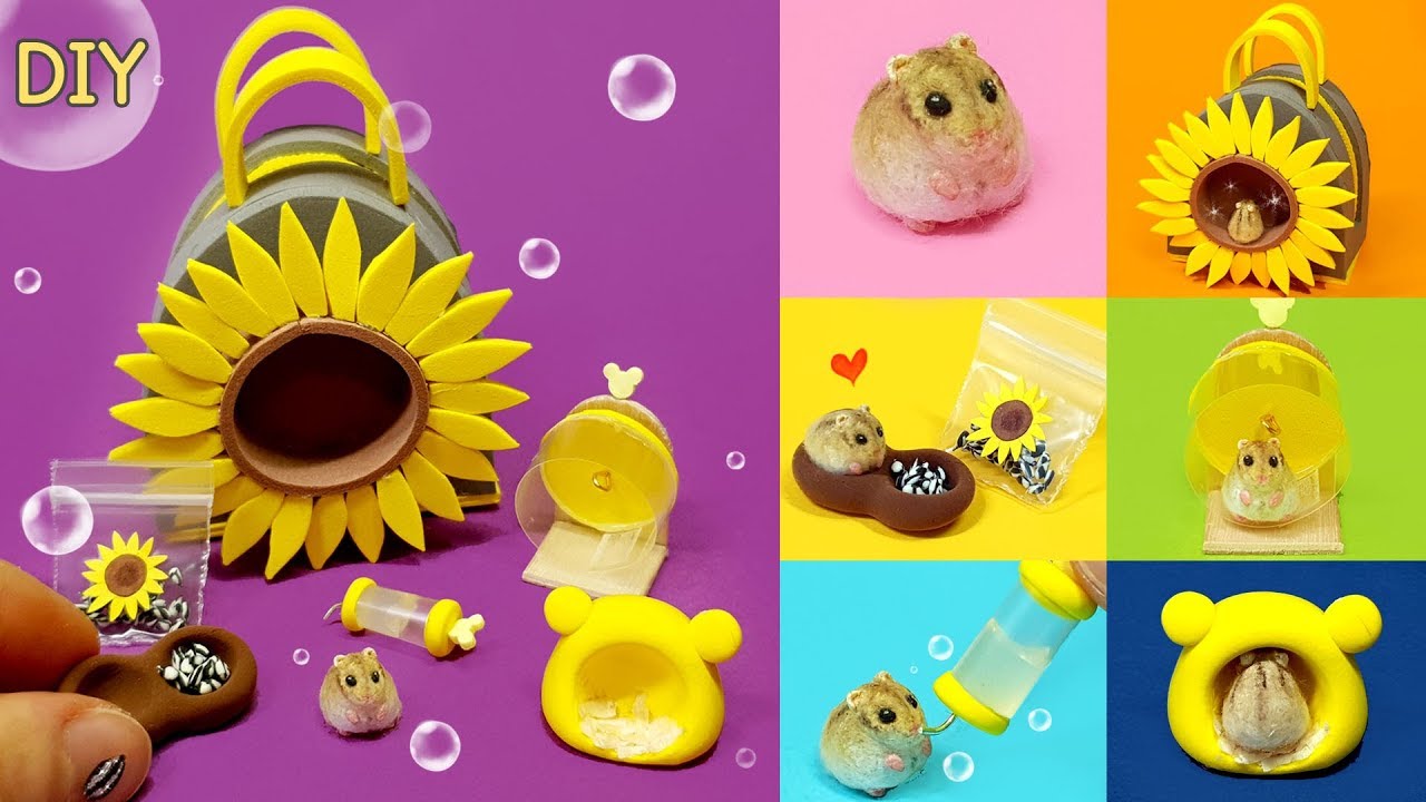 [DIY Miniature 6 Hamster set   hamster, bag , wheel ~]