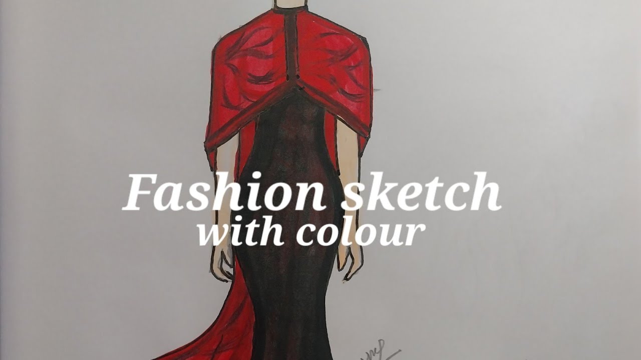 Make a aesthetic fashion sketch..#trending #drawing #art #dressdesighn #dress #outfit ..