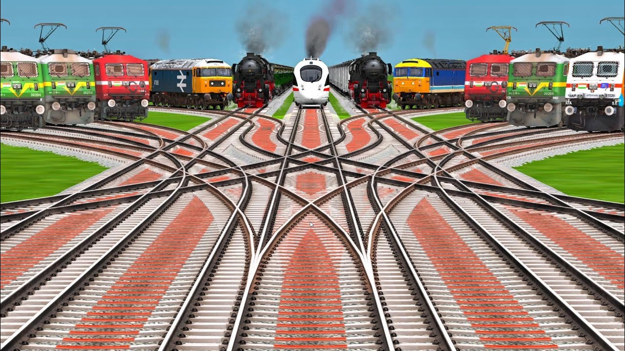 🌍Ultra High Graphics Trains on Bumpy Railroad | Laying Tracks & Railroad Electrificatin