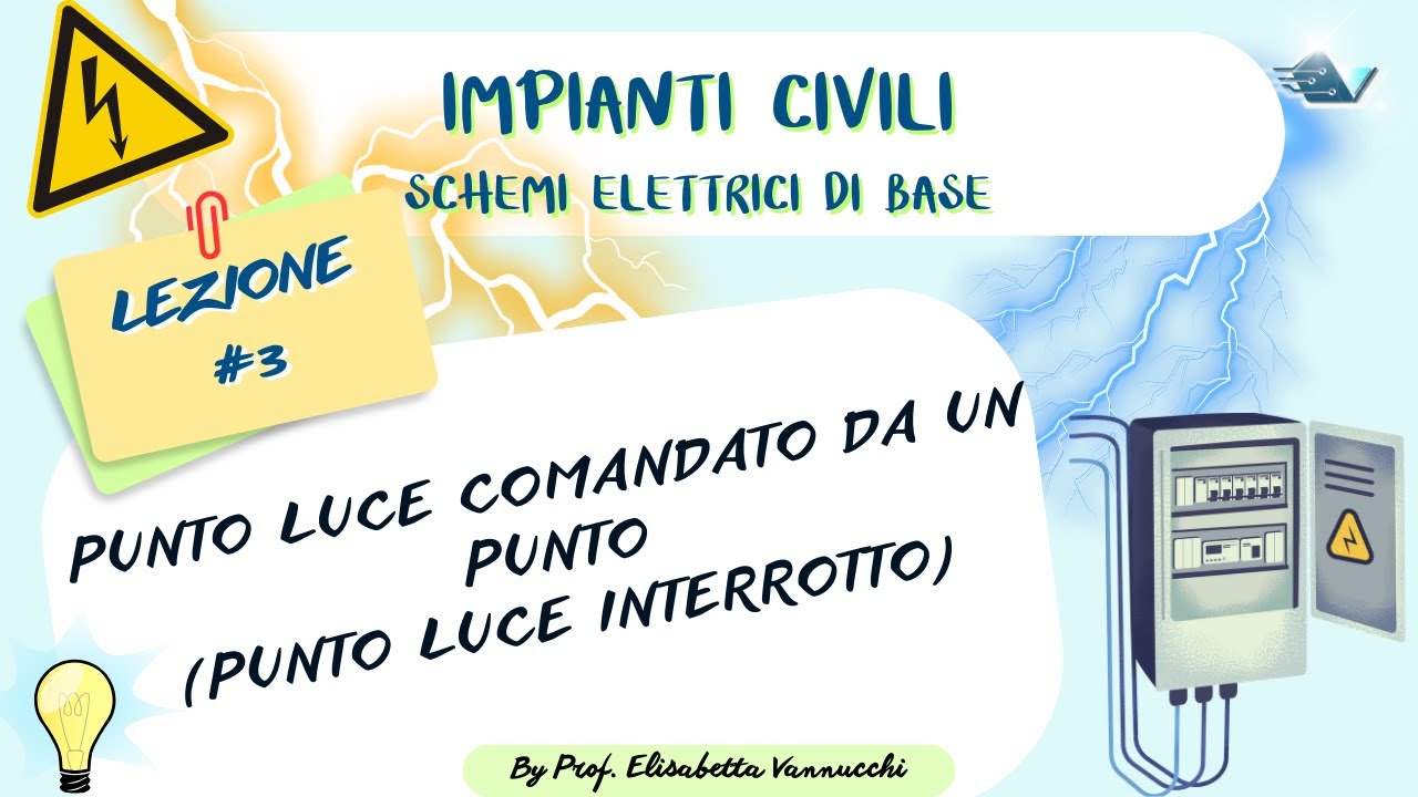 Schemi elettrici base: punto luce comandato da un punto (punto luce interrotto) spiegazione