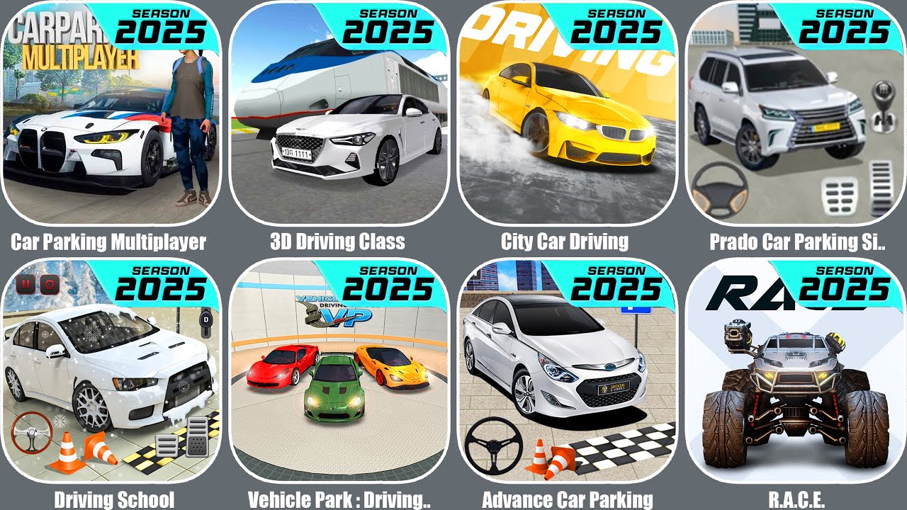 Car Parking Multiplayer,3D Driving Class,City Car Driving,Prado Car Parking,Vehicle Park : Driving