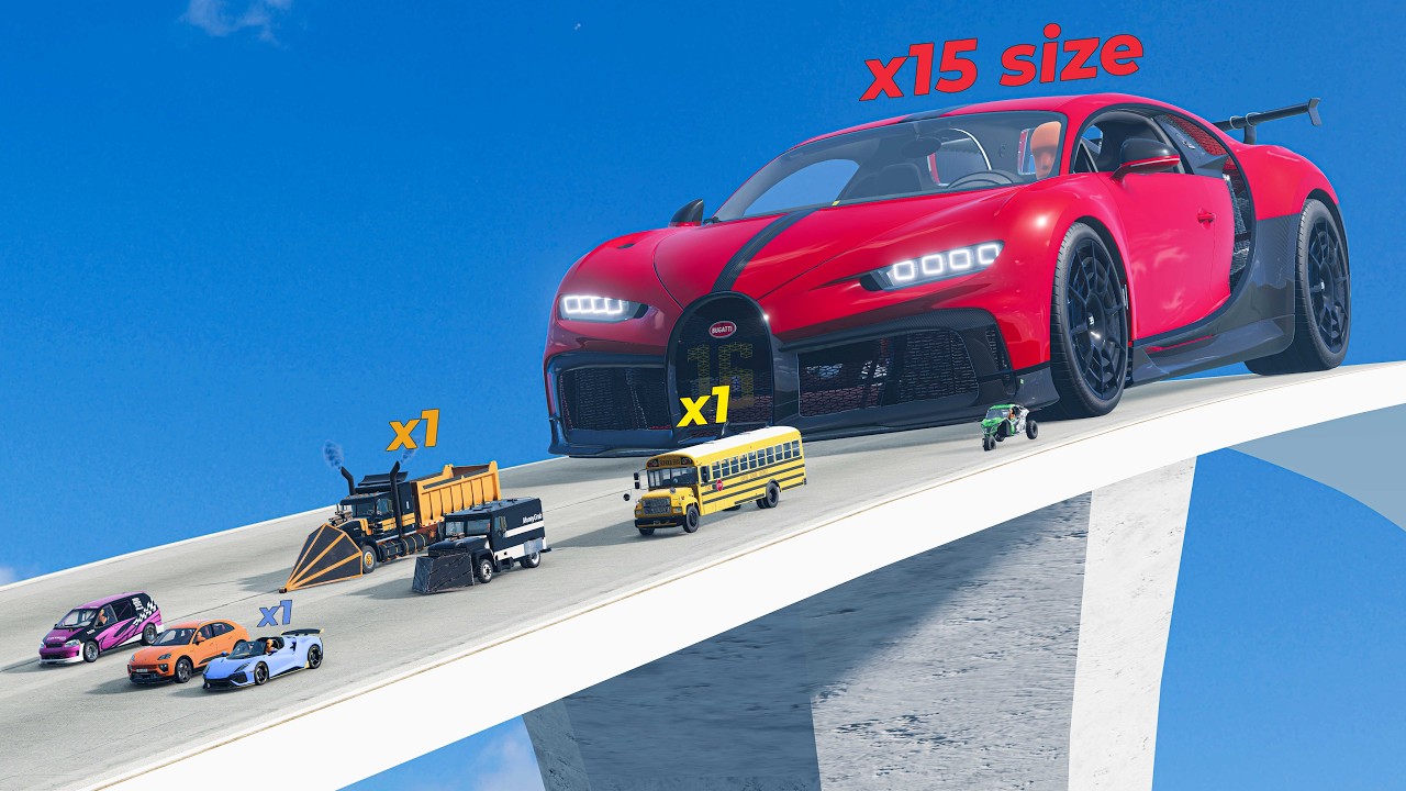 Every Time Car Gets Bigger - Downhill Chase Madness - Beamng drive