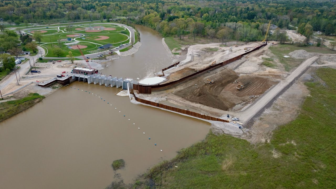 Sanford Dam — May 13, 2025: Lots of work happening all around the dam area!
