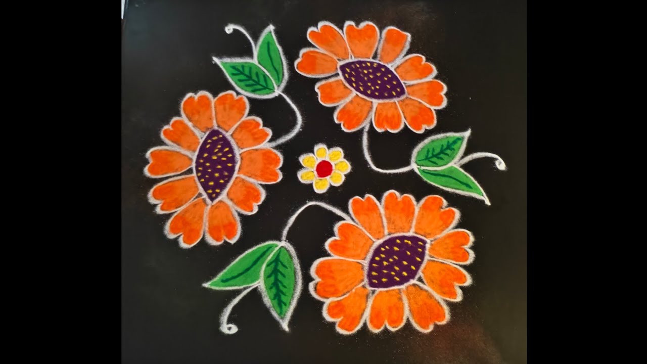 9 dots color rangoli flower #rangoli #dialyrangoli #flowerkolam #flowerrangoli #rangolivideo #art 