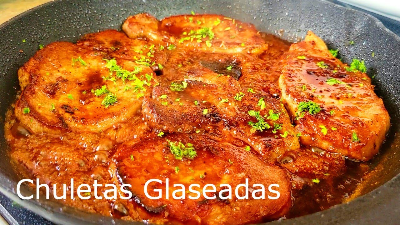 Chuletas Glaseadas .  Receta fácil y rápida - Glazed Pork Chops
