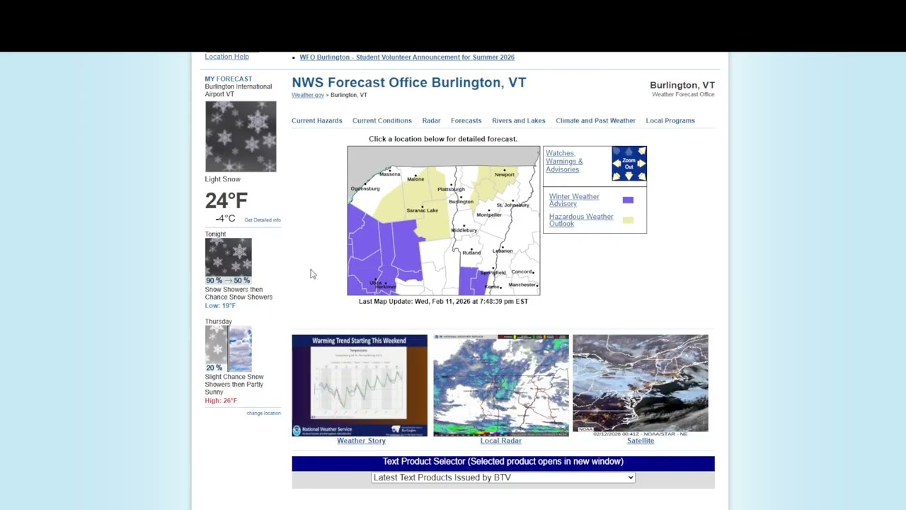 NWS BTV Website Tour: Main Page