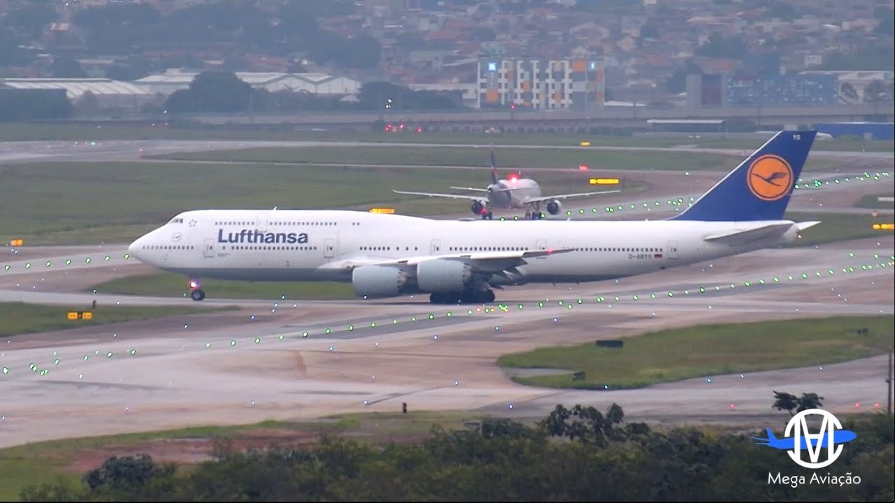 Ao Anoitecer Vários Gigantes Pousando e Decolando Movimento Gigantesco no Aeroporto de Guarulhos✔