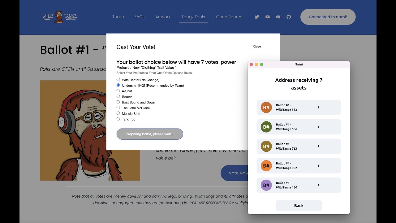 On-Chain Voting for Cardano NFT Projects | Open Source | Wild Tangz
