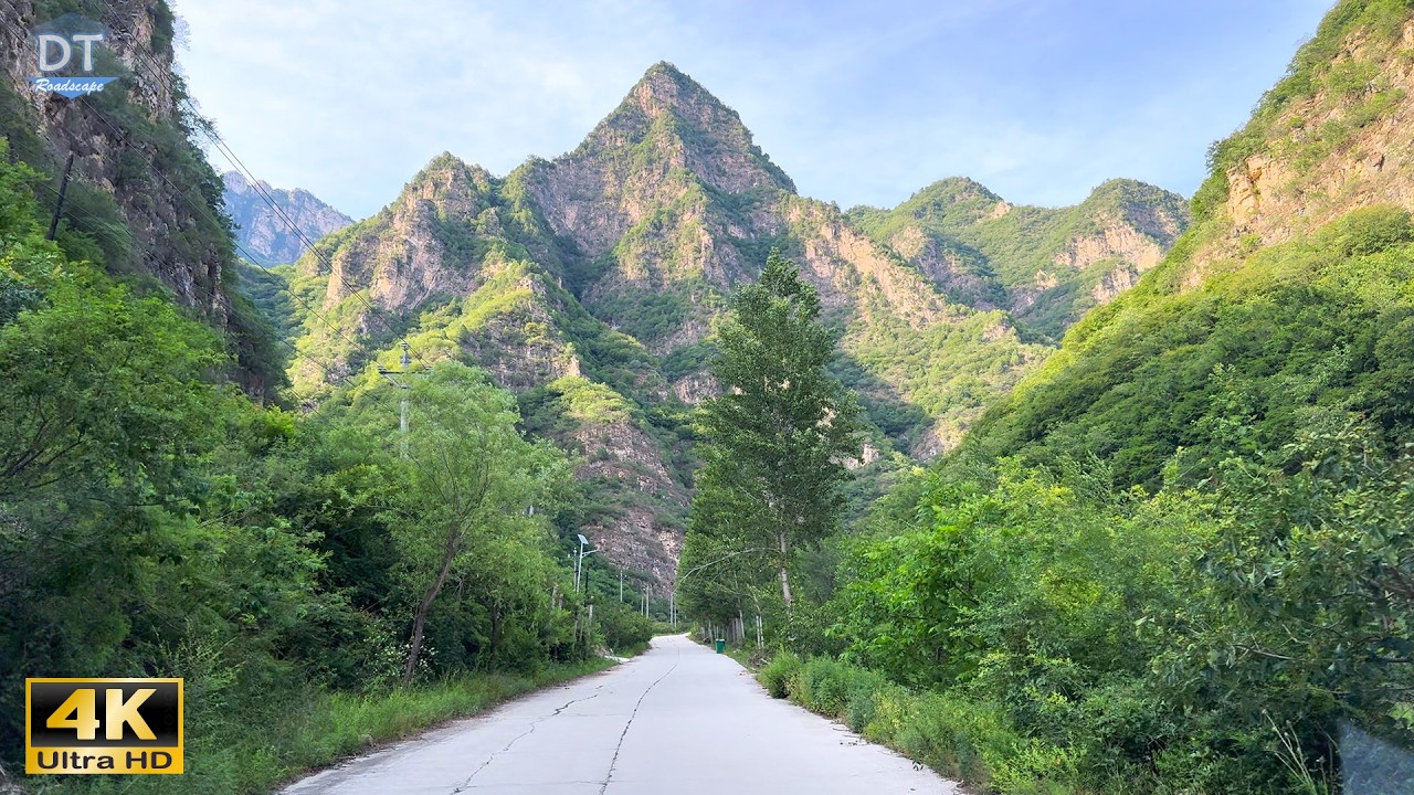Driving in Dahuangyan River Valley 4K HDR - Geological wonders of Mount Wulingshan - China