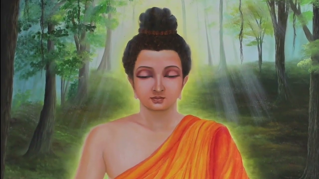 Gautam Buddha painting tutorial part 1- Meditation in forest