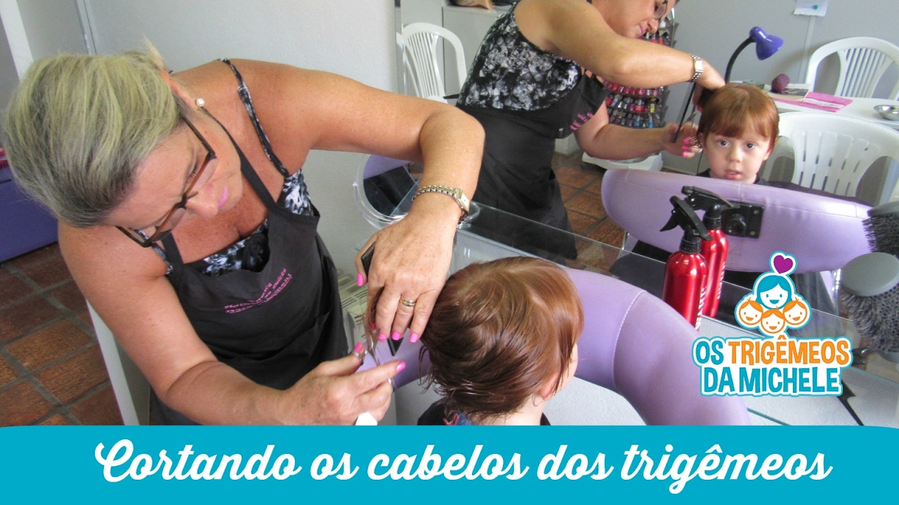Cortando os cabelos dos trigêmeos - Os Trigêmeos da Michele