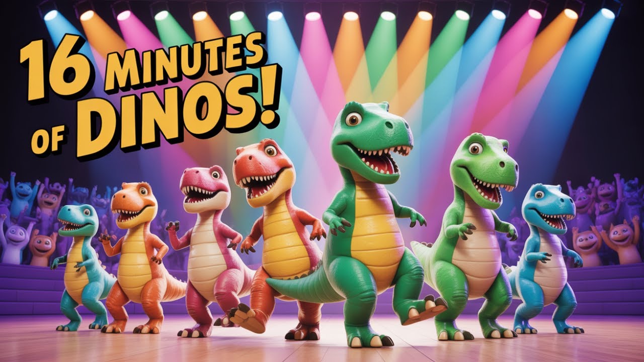 16 Minutes Dino Dance Party 🦖🎵 | Best T-Rex Songs for Kids