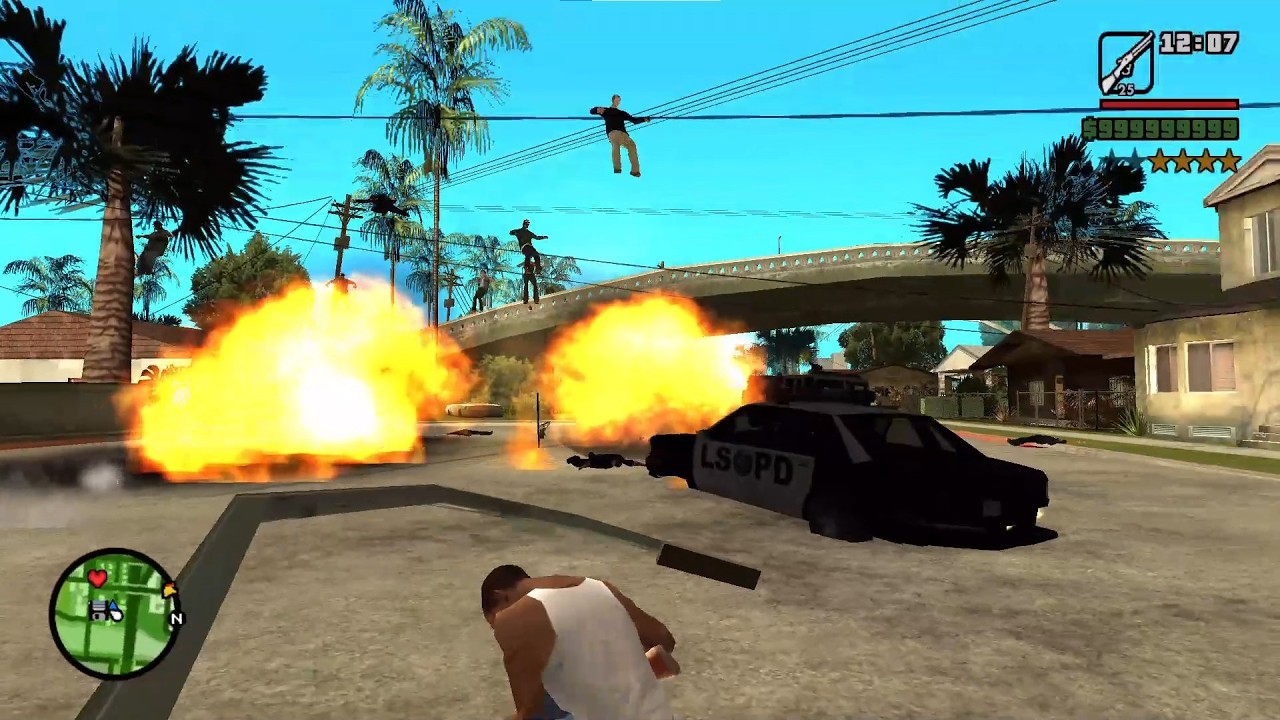 CJ and His Gang vs Police… in Slow Motion | GTA SA Funny Mod