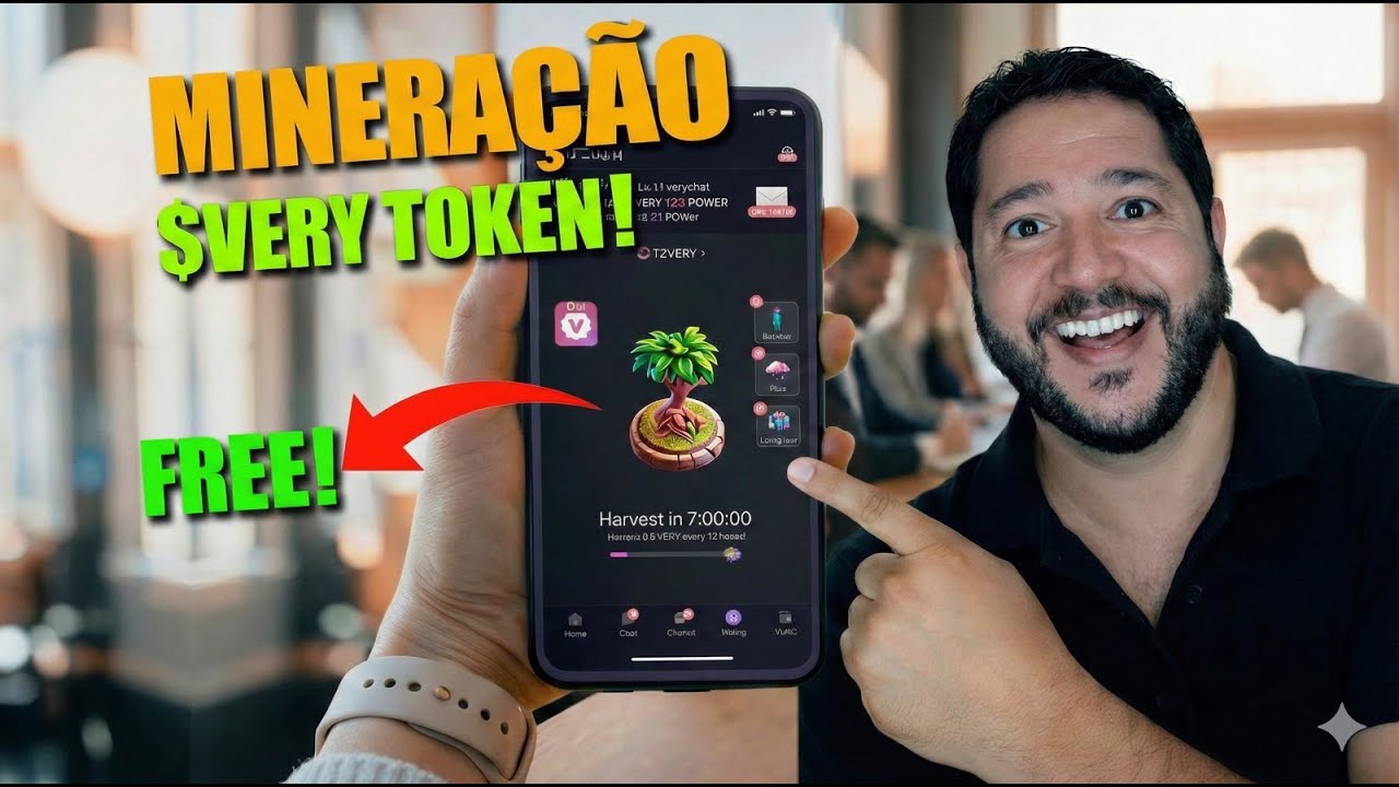 ⛏️ Minere Token VERY Grátis no Celular (VeryChat) ATIVE A CADA 12 HORAS!