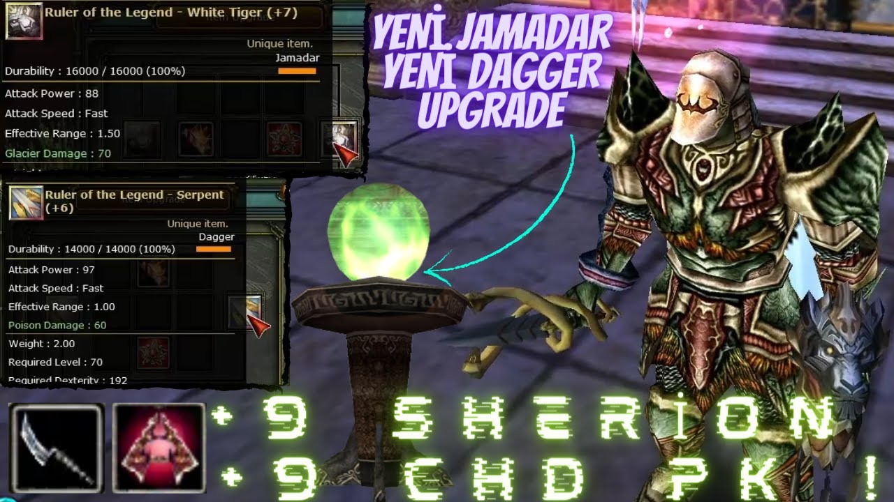 Knight Online Yeni JAMADAR Yeni DAGGER UPGRADE ? | +9 SHERİON +9 CHD SOLO PK | SATIR-ET HALAL ET !!