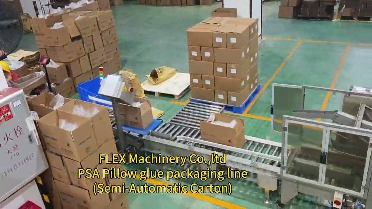 FLEX Machinery Co.,ltd Hot Melt Adhesive Pillow glue packaging line(Semi-Automatic Carton)